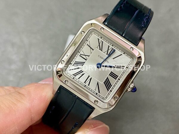 F1 Factory Cartier Santos Dumont WSSA0023 27.5mm Steel Leather Strap Roman Numerals Silver Dial
