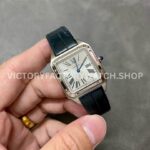 F1 Factory Cartier Santos Dumont WSSA0023 27.5mm Steel Leather Strap Roman Numerals Silver Dial