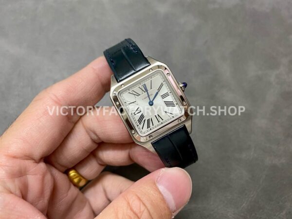 F1 Factory Cartier Santos Dumont WSSA0023 27.5mm Steel Leather Strap Roman Numerals Silver Dial