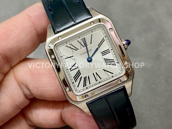 F1 Factory Cartier Santos Dumont WSSA0023 27.5mm Steel Leather Strap Roman Numerals Silver Dial