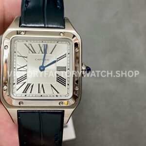F1 Factory Cartier Santos Dumont WSSA0023 27.5mm Steel Leather Strap Roman Numerals Silver Dial ( (9) F1 Factory Cartier Santos Dumont WSSA0025 silver dial leather strap