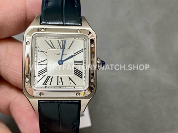 F1 Factory Cartier Santos Dumont WSSA0025 silver dial leather strap