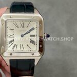 F1 Factory Cartier Santos Dumont WSSA0032 silver dial leather strap