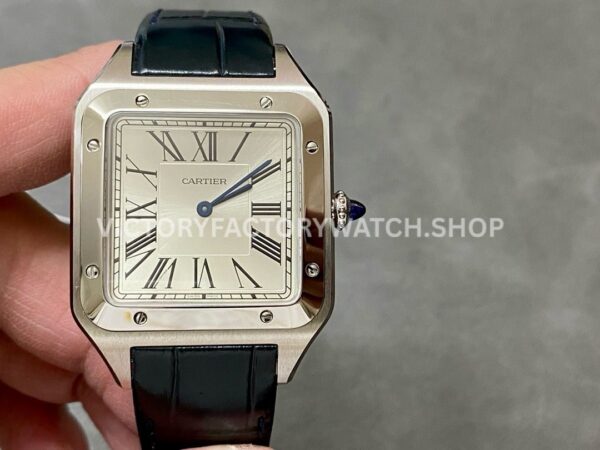 F1 Factory Cartier Santos Dumont WSSA0032 silver dial leather strap