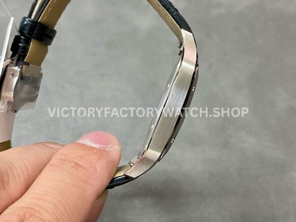 F1 Factory Cartier Santos Dumont WSSA0032 33.9mm Steel Leather Strap Roman Numerals Silver Dial