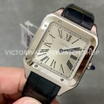 F1 Factory Cartier Santos Dumont WSSA0032 33.9mm Steel Leather Strap Roman Numerals Silver Dial