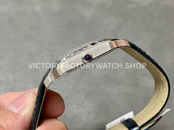 F1 Factory Cartier Santos Dumont WSSA0032 33.9mm Steel Leather Strap Roman Numerals Silver Dial
