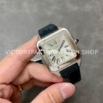F1 Factory Cartier Santos Dumont WSSA0032 33.9mm Steel Leather Strap Roman Numerals Silver Dial