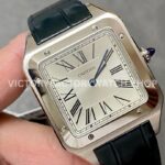 F1 Factory Cartier Santos Dumont WSSA0032 33.9mm Steel Leather Strap Roman Numerals Silver Dial