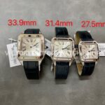F1 Factory Cartier Santos Dumont WSSA0032 33.9mm Steel Leather Strap Roman Numerals Silver Dial
