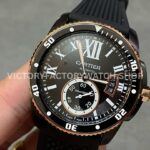 F5 Factory Cartier Calibre de Cartier Diver W2CA0004 42mm Steel Rubber Strap Roman Numerals Black Dial (3) F5 Factory Cartier Calibre de Cartier Diver W2CA0004 42mm Black Steel Rubber Strap Roman Numerals Black Dial