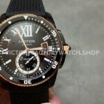 F5 Factory Cartier Calibre de Cartier Diver W2CA0004 42mm Steel Rubber Strap Roman Numerals Black Dial (5) F5 Factory Cartier Calibre de Cartier Diver W2CA0004 42mm Black Steel Rubber Strap Roman Numerals Black Dial