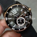 F5 Factory Cartier Calibre de Cartier Diver W2CA0004 42mm Steel Rubber Strap Roman Numerals Black Dial (7) F5 Factory Cartier Calibre de Cartier Diver W2CA0004 42mm Black Steel Rubber Strap Roman Numerals Black Dial