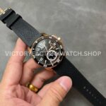 F5 Factory Cartier Calibre de Cartier Diver W7100052 42mm Rose Gold Rubber Strap Roman Numerals Black Dial