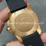 F5 Factory Cartier Calibre de Cartier Diver W7100052 42mm Rose Gold Rubber Strap Roman Numerals Black Dial