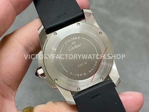 F5 Factory Cartier Calibre de Cartier Diver W7100056 42mm Steel Rubber Strap Roman Numerals Black Dial (4) F5 Factory Cartier Calibre de Cartier Diver W7100056 42mm Steel Rubber Strap Roman Numerals Black Dial