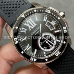 F5 Factory Cartier Calibre de Cartier Diver W7100056 42mm Steel Rubber Strap Roman Numerals Black Dial (6) F5 Factory Cartier Calibre de Cartier Diver W7100056 42mm Steel Rubber Strap Roman Numerals Black Dial