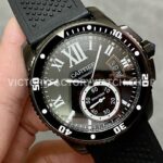 F5 Factory Cartier Calibre de Cartier Diver WSCA0006 42mm Black Steel Black Rubber Strap Roman Numerals Black Dial