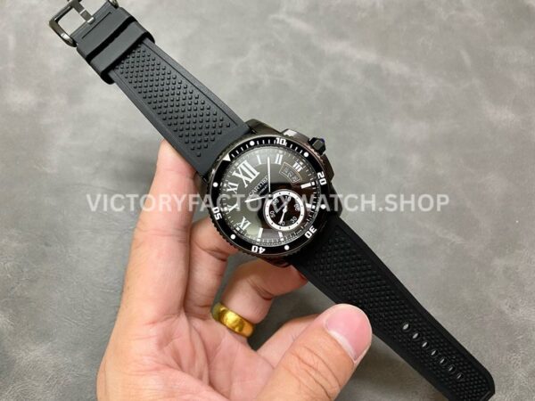 F5 Factory Cartier Calibre de Cartier Diver WSCA0006 42mm Black Steel Black Rubber Strap Roman Numerals Black Dial