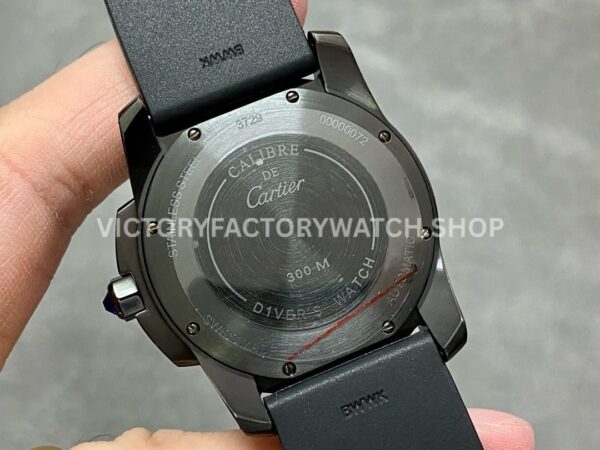 F5 Factory Cartier Calibre de Cartier Diver WSCA0006 42mm Black Steel Black Rubber Strap Roman Numerals Black Dial