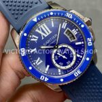 F5 Factory Cartier Calibre de Cartier Diver WSCA0010 42mm Steel Blue Rubber Strap Roman Numerals Blue Dial