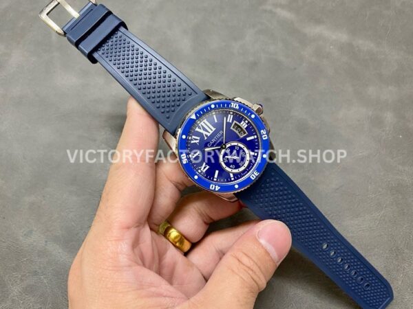 F5 Factory Cartier Calibre de Cartier Diver WSCA0010 42mm Steel Blue Rubber Strap Roman Numerals Blue Dial