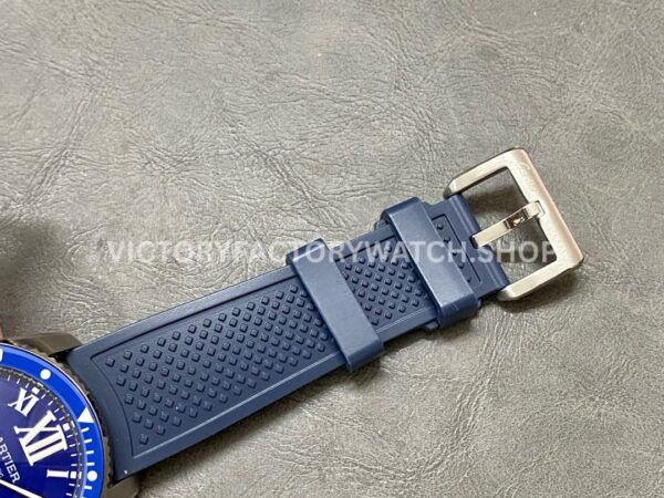 F5 Factory Cartier Calibre de Cartier Diver WSCA0010 42mm Steel Blue Rubber Strap Roman Numerals Blue Dial