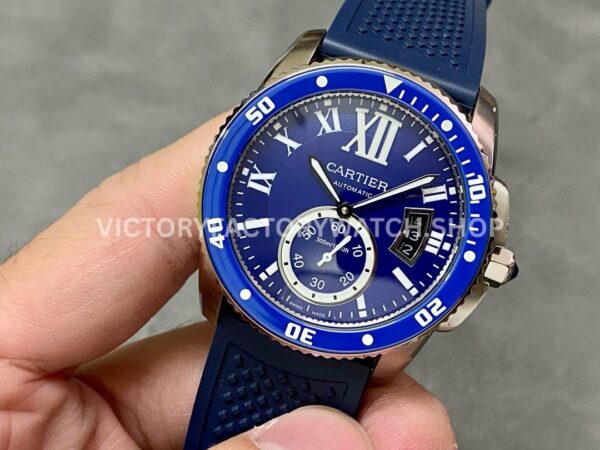 F5 Factory Cartier Calibre de Cartier Diver WSCA0010 42mm Steel Blue Rubber Strap Roman Numerals Blue Dial