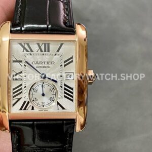 F5 Factory Cartier Tank MC W5330001 34mm Rose Gold Leather Strap Roman Numerals White Dial (2) F5 Factory Cartier Tank MC W5330001 white dial leather strap