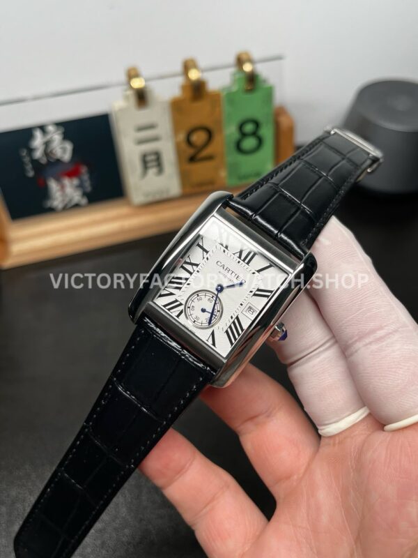 F5 Factory Cartier Tank MC W5330003 34mm Steel Leather Strap Roman Numerals White Dial (2) F5 Factory Cartier Tank MC W5330003 34mm Steel Leather Strap Roman Numerals White Dial