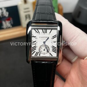 F5 Factory Cartier Tank MC W5330003 34mm Steel Leather Strap Roman Numerals White Dial (4) F5 Factory Cartier Tank MC W5330003 white dial leather strap