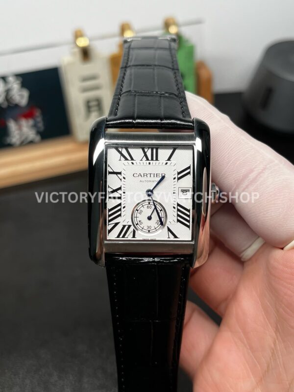 F5 Factory Cartier Tank MC W5330003 34mm Steel Leather Strap Roman Numerals White Dial (4) F5 Factory Cartier Tank MC W5330003 white dial leather strap