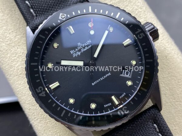 GF Factory Blancpain Fifty Fathoms Bathyscaphe 5000-0130-B52A 43mm Ceramic Textile Strap Black Dial
