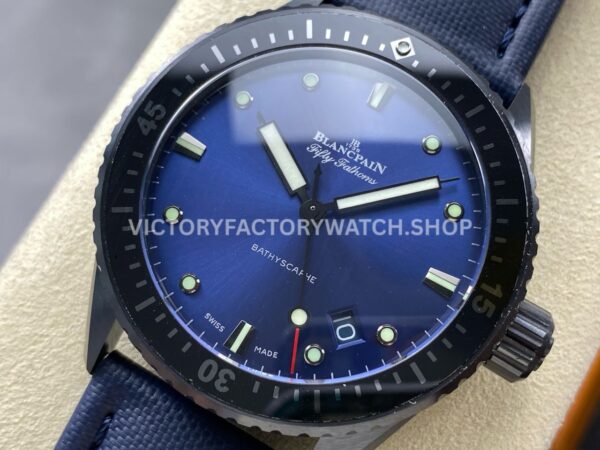 GF Factory Blancpain Fifty Fathoms Bathyscaphe 5000-0240-O52A 43mm Ceramic Textile Strap Blue Dial (9) GF Factory Blancpain Fifty Fathoms Bathyscaphe 5000-0240-O52A 43mm Ceramic Textile Strap Blue Dial
