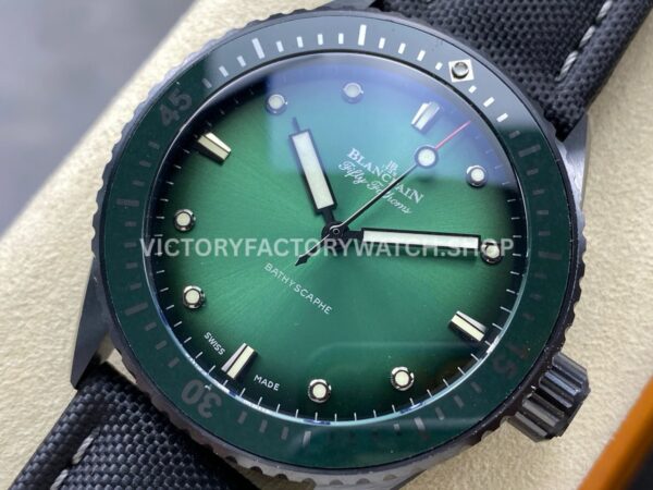 GF Factory Blancpain Fifty Fathoms Bathyscaphe 5005-0153-NABA 43mm Ceramic Textile Strap Green Dial