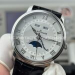 GR Factory Blancpain Villeret Quantième Complet 6654-1127-55B 40mm Steel Leather Strap Roman Numerals White Dial (2) GR Factory Blancpain Villeret Quantième Complet 6654-1127-55B 40mm Steel Leather Strap Roman Numerals White Dial