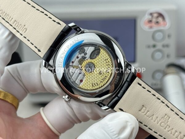 GR Factory Blancpain Villeret Quantième Complet 6654-1127-55B 40mm Steel Leather Strap Roman Numerals White Dial (6) GR Factory Blancpain Villeret Quantième Complet 6654-1127-55B 40mm Steel Leather Strap Roman Numerals White Dial