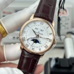 GR Factory Blancpain Villeret Quantième Complet 6654-3642-55B 40mm Rose Gold Leather Strap Roman Numerals White Dial (2) GR Factory Blancpain Villeret Quantième Complet 6654-3642-55B 40mm Rose Gold Leather Strap Roman Numerals White Dial
