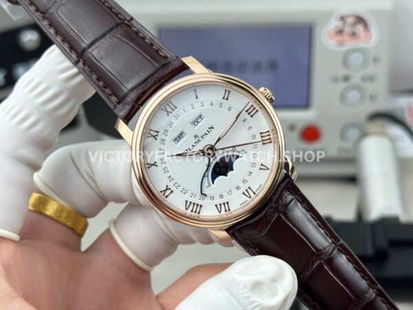 GR Factory Blancpain Villeret Quantième Complet 6654-3642-55B 40mm Rose Gold Leather Strap Roman Numerals White Dial (3) GR Factory Blancpain Villeret Quantième Complet 6654-3642-55B 40mm Rose Gold Leather Strap Roman Numerals White Dial