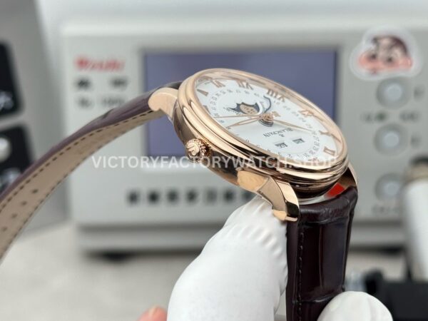 GR Factory Blancpain Villeret Quantième Complet 6654-3642-55B 40mm Rose Gold Leather Strap Roman Numerals White Dial (7) GR Factory Blancpain Villeret Quantième Complet 6654-3642-55B 40mm Rose Gold Leather Strap Roman Numerals White Dial