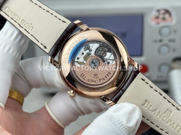 GR Factory Blancpain Villeret Quantième Complet 6654-3642-55B 40mm Rose Gold Leather Strap Roman Numerals White Dial (9) GR Factory Blancpain Villeret Quantième Complet 6654-3642-55B 40mm Rose Gold Leather Strap Roman Numerals White Dial