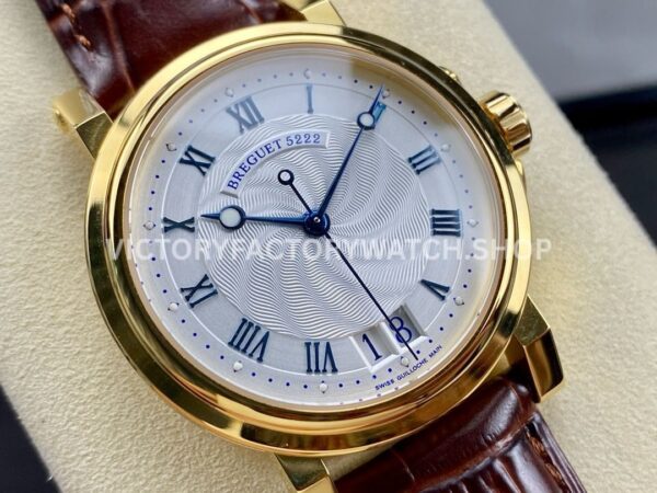 HG Factory Breguet Marine 5517BR/Y2/5ZU 39mm Rose Gold Leather Strap Silver Dial