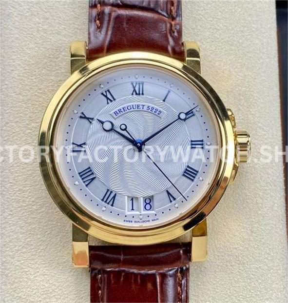 HG Factory Breguet Marine 5517BR 12 5ZU 38mm rose gold leather strap silver dial