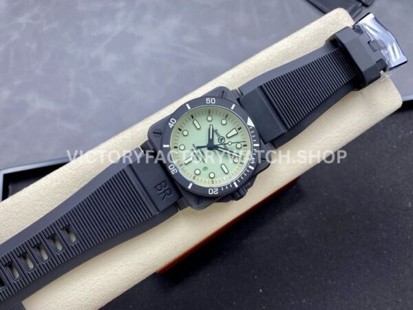 M+ Factory Bell & Ross BR-03-92 BR0392-D-C5-CESRB 41mm Ceramic Rubber Strap Green Dial