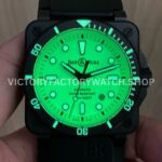 M+ Factory Bell & Ross BR-03-92 BR0392-D-C5-CESRB 41mm Ceramic Rubber Strap Green Dial