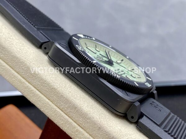 M+ Factory Bell & Ross BR-03-92 BR0392-D-C5-CESRB 41mm Ceramic Rubber Strap Green Dial