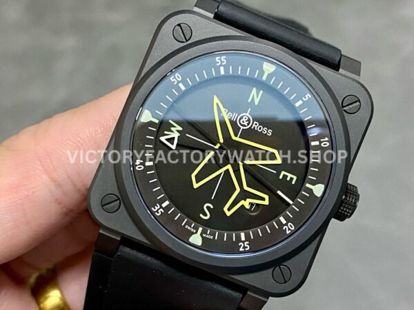 M+ Factory Bell & Ross BR 03 BR03A-CPS-CE-SRB 41mm Ceramic Rubber strap Black Dial