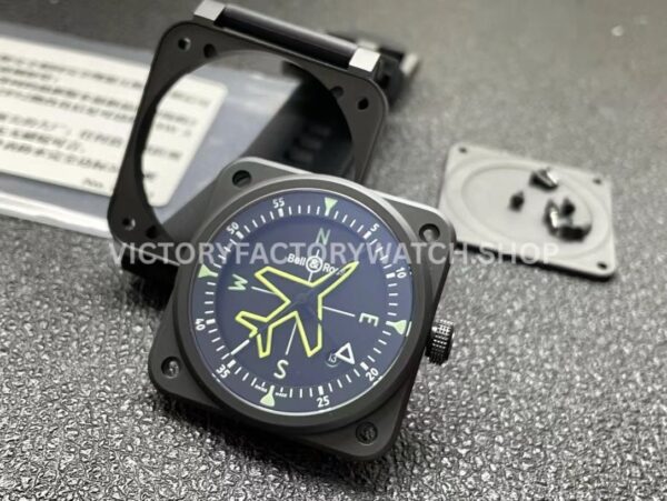 M+ Factory Bell & Ross BR 03 BR03A-CPS-CE-SRB 41mm Ceramic Rubber strap Black Dial