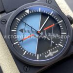 M+ Factory Bell & Ross BR-03 BR03A-HRZ-CESRB Horizon 41mm Ceramic Rubber Strap Lines Black Dial
