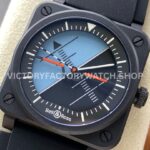 M+ Factory Bell & Ross BR-03 BR03A-HRZ-CESRB Horizon 41mm Ceramic Rubber Strap Lines Black Dial
